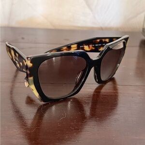 Prada Milano Oversized Square Sunglasses Tortoiseshell Black Gradient Lens